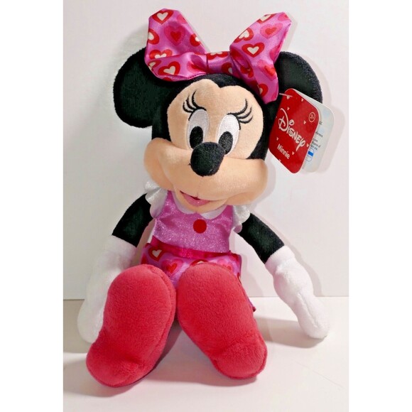 Just Play Disney Minnie Mouse Pink Red Hearts 9" Plush Stuffed Animal w/Tags - Picture 1 of 6